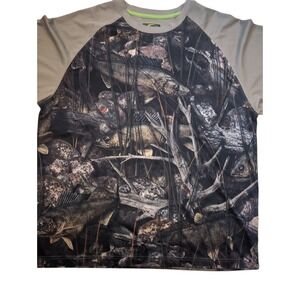 Fishing Graphic T‎ Shirt Men L All Over Print Camping Hiking